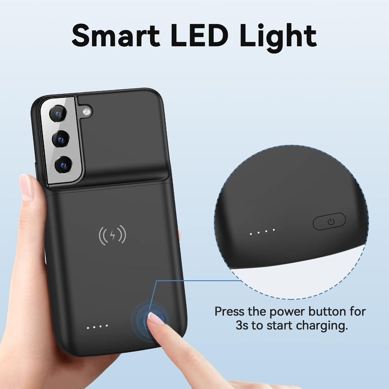 Newdery Galaxy S22 Battery Case 4700mAh, Qi Wireless Charging & Fast Charging & Transfer Data Supported, Extended Rechargeable Charger Case for Samsung S22 5G-6.1 inch (2022 Release) Black - Image 5